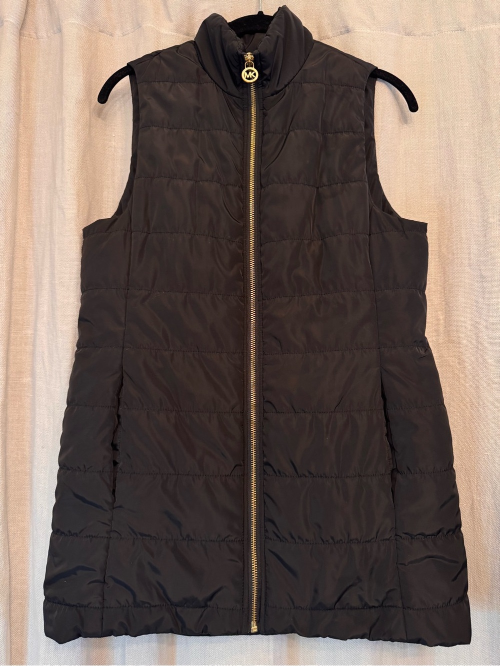 Michael Kors Black Puffer Vest Gold Hardware Size S